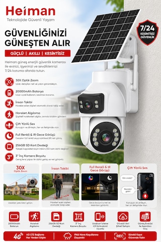 Hm-860x 4mp 30x Zoom 2 Kameralı Solar Aov Ptz 4g Sim Kartlı Kamera