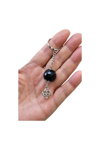 Siyah Oniks Taşı Anahtarlık 465-3 Siyah