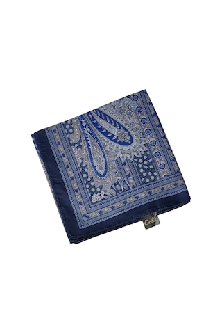 Enba Pamuklu Etnik Desenli Soft Eşarp Lacivert - Indigo