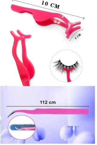 İpek Kirpik Seti Kirpik Tutucu Cımbızlı 2'li Set