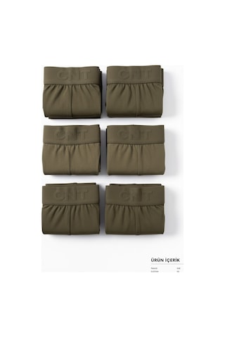Cnt Erkek Boxer Likralı 6'lı Haki Renk Premium Paket Trendybee Haki Haki