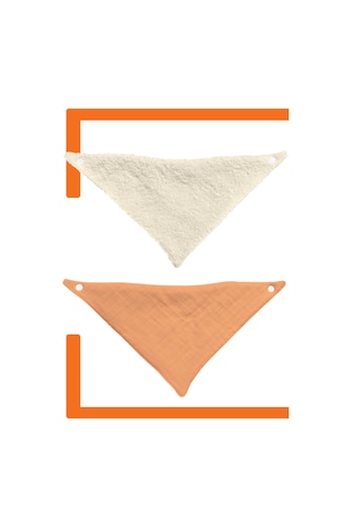 Bebek Ağız Bezi Salya Önlüğü Fular Çok Amaç 2'li K-bej Bej - Kiremit