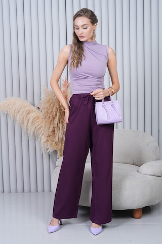 Polologin Butik Koyu Mor Bol Paça Pantolon Kapalı Mor