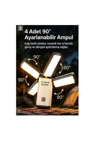 Klarus Cl2 Pro 4 Kollu Katlanabilir Kamp Lambası Beyaz