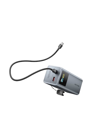 Vention Powerhive Serisi 20000mah 100w Powerbank Tft Ekranlı 3 Çıkışlı 2xusb-c + 1xusb-a Hızlı Şarj Ve Askılı Kablo Tasarımlı Gri