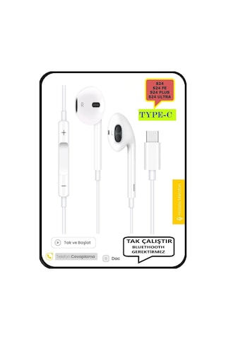 Samsung Galaxy Uyumlu S24 Ultra S24 S24 Fe S24 Plus Kulaklık Type C Kablolu Kulaklık Tak Çalıştır Diğer