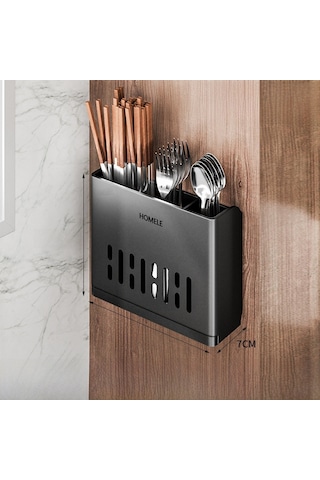 Yifomall Duvar Kurulu Sulama Özellikli Çubuk Kaşık Çatal Saklama Kutusu, Hafif Ve Dayanıklı Materyal, Perakende/toplu Satış Siyah Üç Bardak, Delik Açmadan Diğer