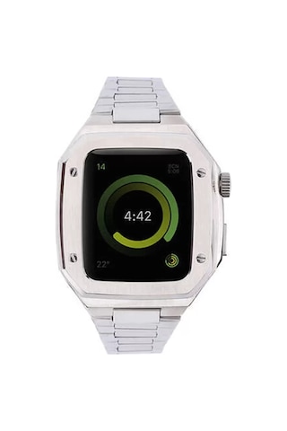 Newface Apple Watch 45mm Metal Petek Kasalı Kordon - Gümüş