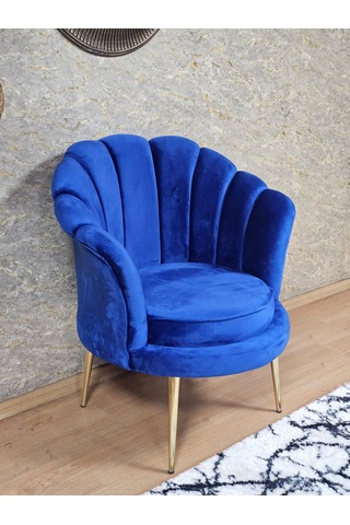 Zafir Tekli İstiridye Gold Kaplama Sivriltme Ayak Çay Seti Koltuk Tekli Berjer , Balkon, Salon, Ofis Mavi