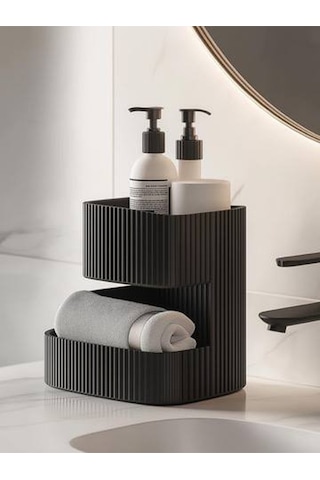 Banyo Düzenleyici 2 Katlı Siyah Organizer 118x150x145 Mm