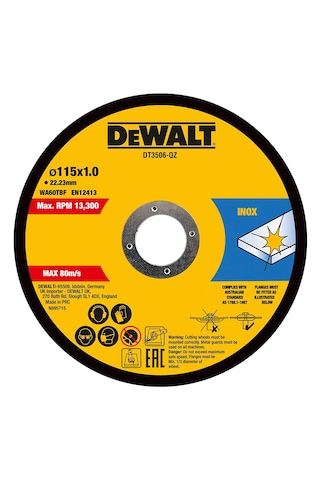 Dewalt Dt3506 115x1.0 Mm Inox Kesici Disk 10'lu