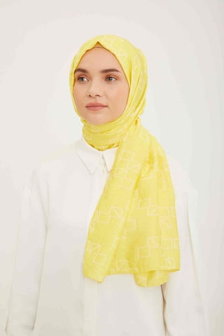 Armine Trend Sarı Geometrik Desen Pure Lina Şal 15 - 23061 Sarı