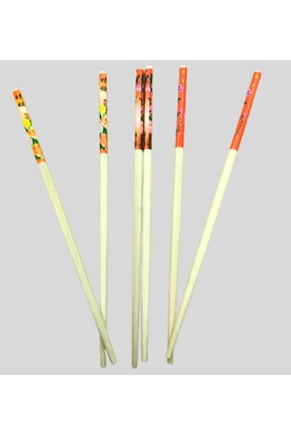 Bambu Chopstick Çubuk Yemek Çubuğu Yıkanabilir Tekrar Kullanılabilir 10 Çift- 20 Adet Çok Renkli
