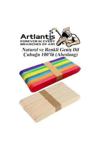 Renkli Dil Çubuğu Geniş 50 Adet Naturel Dil Çubuğu Geniş 50 Adet 1 Paket Renkli Ve Renksiz Abeslang Dil Basma Çubuğu