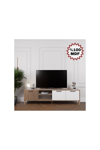 Tamamı Mdf Kaman Ceviz 180 Cm Tv Ünitesi Kahverengi