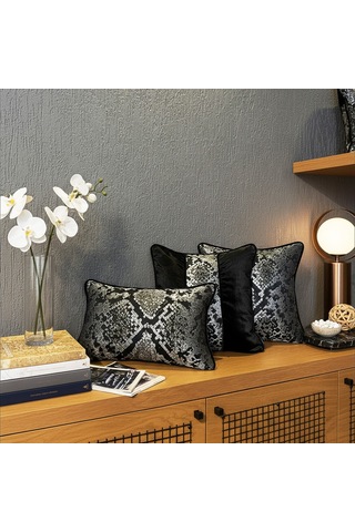 "silver" Kırlent Kılıfı Seti Siyah - Gümüş