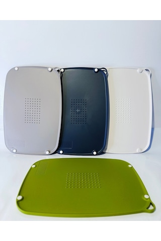 Mercansa Kaymaz Ayaklı Çift Taraflı Renkli Plastik Kesme Ve Doğrama Tahtası - Kaydırmaz Taban, Sarımsak Ezme Alanlı Renkli