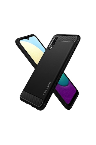 Spigen Galaxy Uyumlu A02 / Galaxy Uyumlu M02 Kılıf Rugged Armor Matte Black