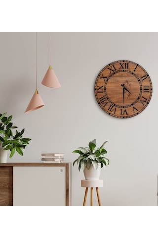 Bk Gift Dekoratif 45Cm Ahşap Duvar Saati-155