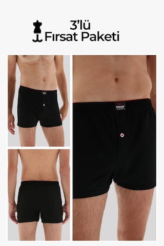 Erdem Siyah 3'lü Penye Boxer 1400 Siyah