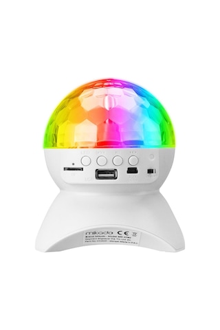 Mikado Md X740 Beyaz Şarjlı Bt Tf Cart Usb Tavan Led Işıklı Disko Topu Speaker