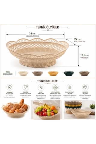 Plastik Dantel Desenli Ekmek, Meyve Sepeti-419 Krem