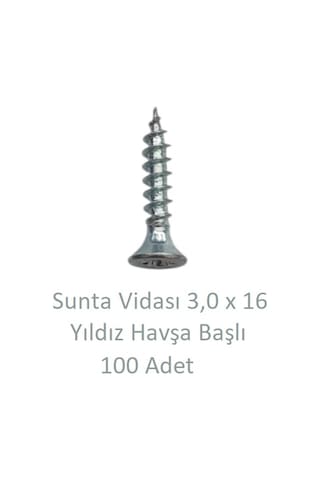 Sunta Vidası, 3,0 X 16 Mm, 100 Adet, Yhb Vida 3 x 16