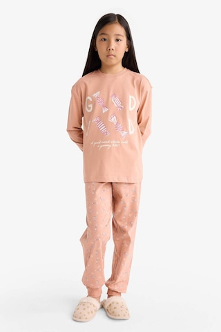 Defacto Kız Çocuk Pijama Takımı Baskılı Uzun Kollu Üst Uzun Alt G0091a825wnbr478 Bordo