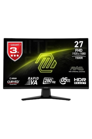 MSI MAG 274CXF 27" 1920x1080 FHD Curve 1500R RAPID VA 280 HZ 0.5MS (GTG) ADAPTIVE-SYNC Gaming Monitör