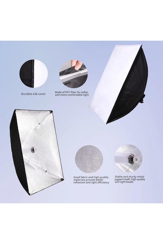 Deyatech 60 x 90 Cm 120W Rgb Softbox 2'li Set Led Video Ve Fotoğraf Çekim Işıgı