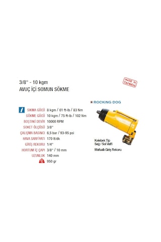 Yama At-5030 Havalı Somun Sökme 10 Kg 10.000 Devir