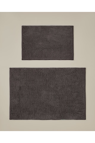 English Home Macaroni Kaydırmaz Taban Banyo Paspası Seti 60x90 + 40x60 Cm Kahverengi