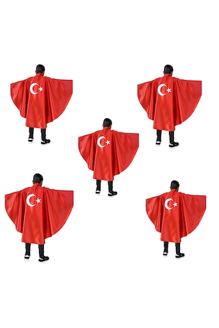 Denbu Tekstil Ay Yıldız Baskılı 23 Nisan Özel Bayrak Pelerin -5 Adet Denbu Tekstil Ay Yıldız Baskılı 23 Nisan Özel Bayrak Pelerin -5 Adet