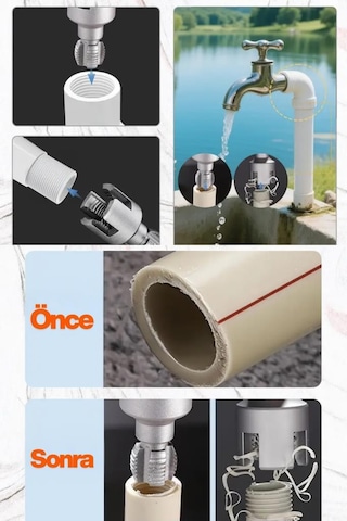 2 Li Set İç Dış Plastik Boru Diş Açma Seti 1/2 Ve 3/4 İnç Borularla Uyumlu