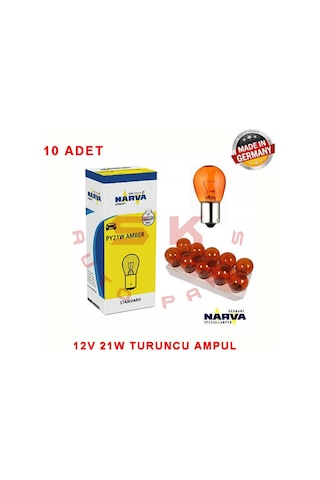 SKAUTO 12V 93 Tek Duy Ampul Py21W Sarı Turuncu 10 Adet Narva 17638