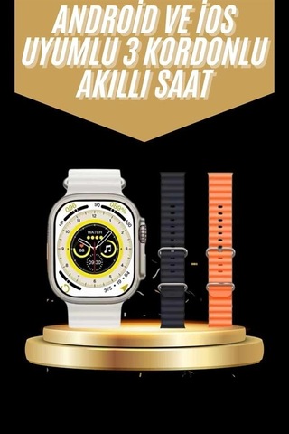 Mey İthalat Yeni Nesil 3 Kordonlu Kol Saati 49 Mm Amoled Ekran Akıllı Saat