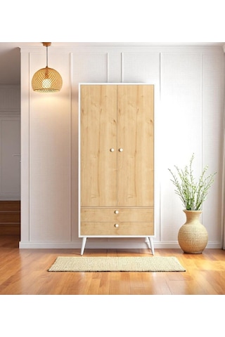 Floradesign Riva Elbise Dolabı / Iki Kapaklı Çekmeceli Dolap / Gardırop