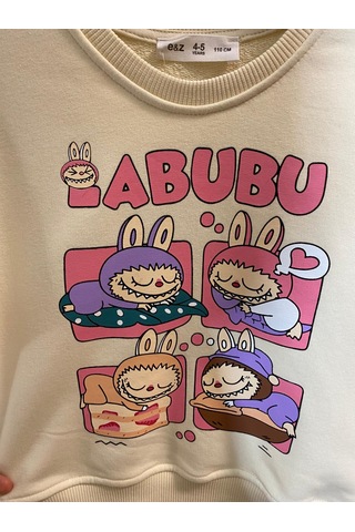 Aysbebe Labubu Baskılı Sweat Kız Çocuk Krem 2254