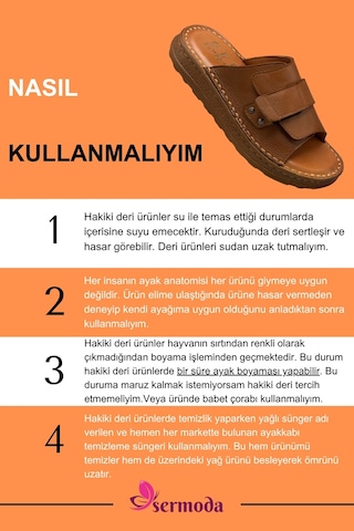 Sermoda Hakiki Deri Erkek Terlik - Yumuşak Kalın Taban Tabanlı Hakiki Deri Erkek Terlik Yc Taba