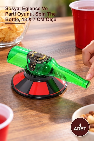 4 Adet Şişe Çevirmece Oyunu Sosyal Eğlence Ve Parti Oyunu, Spin The Bottle, 18 X 7 Cm Ölçü