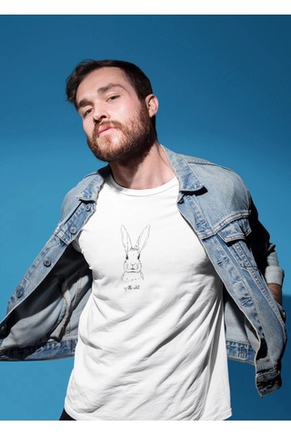 Freedom Store Erkek Özel Baskılı Modern Fit %100 Pamuk Bisiklet Yaka T-shirt Beyaz