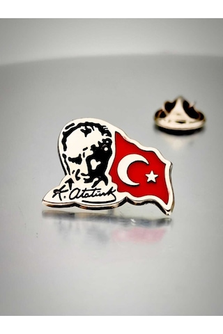Yörük Tasarım Atatürk&bayrak Yaka Rozeti Krom Kaplama Gümüş