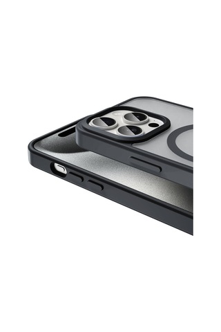 Rba Aksesuar Apple Uyumlu iPhone 15 Pro Kılıf M-safe Şarj Özellikli Mat Arka Yüzey Rba Sio Kapak - Gri gri