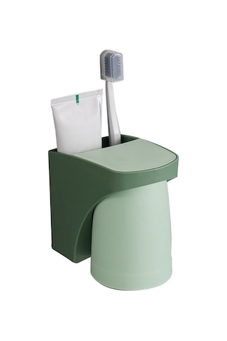 Neevoyu Yeşil Renkli, Deliksiz Duvar Kurulu Manyetik Fırça Bardak Seti - Su Tüpü Önleyici, Hızlı Kurutma, Odak Tasarımı Fırça Ve Macun Hariç Yeşil