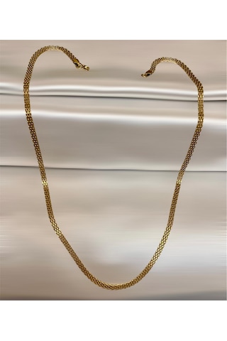 Gold Hasır Örme Çelik Zincir Erkek Kolye 65 Cm 5mm Gold