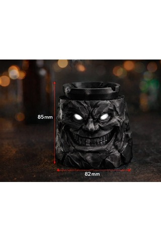 Alse 3d Korku Tasarımlı 3d Kül Tablası Kapaklı, Dekoratif, Özel Tasarım Masaüstü Aksesuarı Siyah 85mm X 82mm
