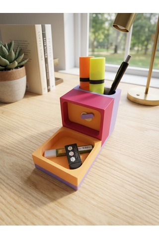 Elarıo Prizma Organizer Mıknatıslı Ve Saatli Masaüstü Organizer Set1 Çok Renkli