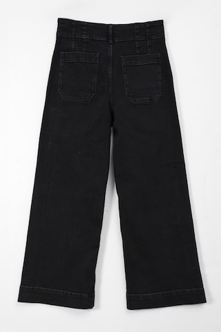 Bluew White Kadın Yüksek Bel Wide Leg Likralı Antrasit Jean Pantolon
