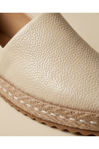 Futsishoes Lucıa Bej Hakiki Deri Dikiş Detaylı Kadın Espadril