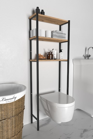 Banyo Wc Arkası Üstü Düzenleyici Raf Organizatör Havluluk Metal Gövde Banyo Rafı Kahverengi